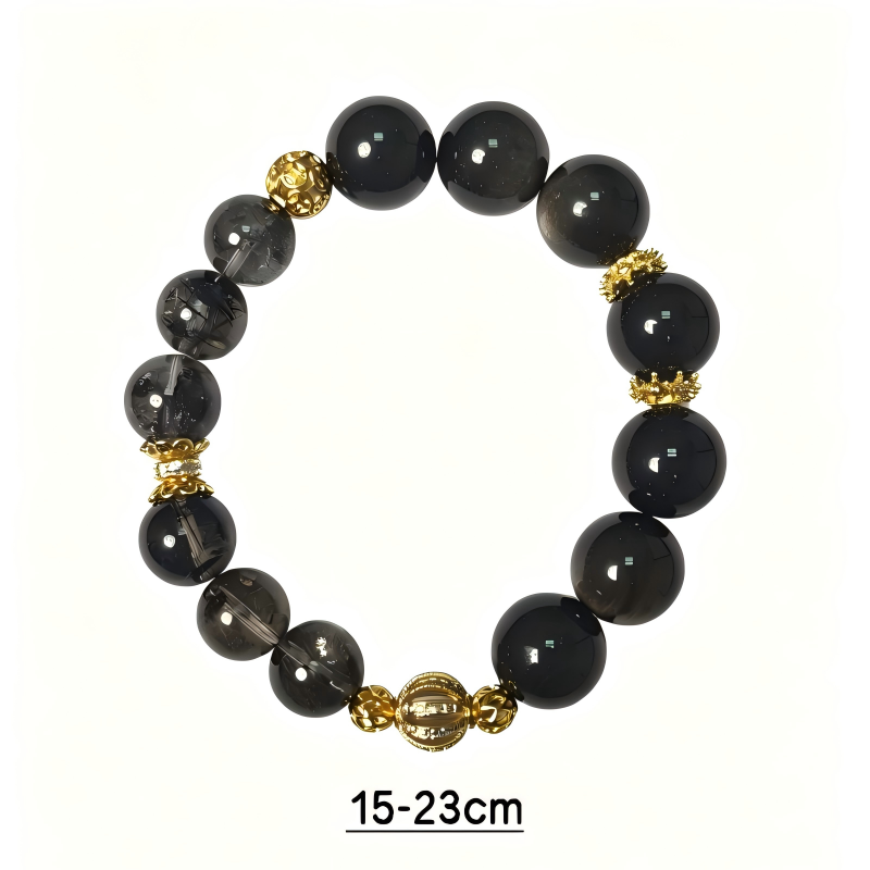 Herkimer Diamond & Black Obsidian Bracelet | Energy Amplifier Crystal Bracelet | Protection & Focus Jewelry | Handmade Spiritual Bracelet(SJG005)