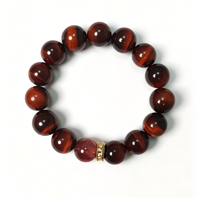 Red Tiger Eye Bracelet | Courage & Confidence Crystal Bracelet | Protection Jewelry for Motivation and Success | Handmade Gemstone Bracelet(SJG006)
