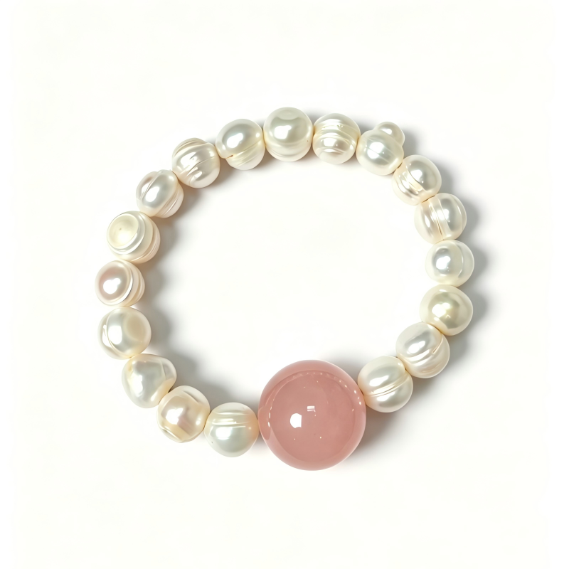 Rose Quartz & Freshwater Pearl Love Bracelet | Self Love Crystal Bracelet | Feminine Healing Jewelry | Handmade Pearl Bracelet(SJG004)
