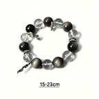 Black Rutilated Quartz & Silver Sheen Obsidian Protection Bracelet | Negative Energy Shield Bracelet | Strength & Decision Crystal Bracelet | Handmade Gemstone Jewelry(SJG003)