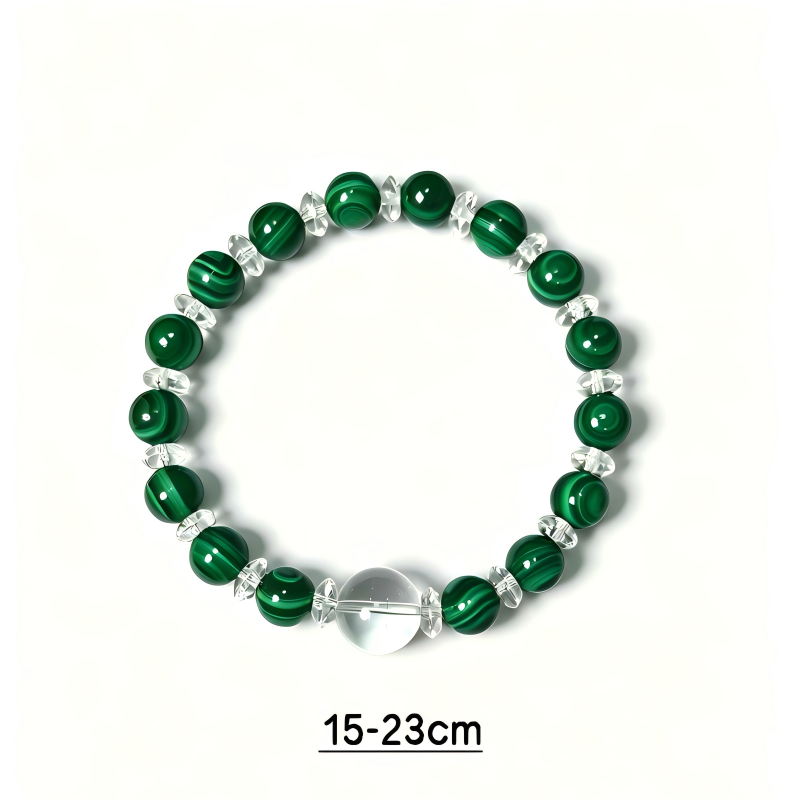Malachite & Clear Quartz Harmony Bracelet | Green Crystal Energy Bracelet | Family Blessing Protection Bracelet | Handmade Gemstone Jewelry(SJG001)