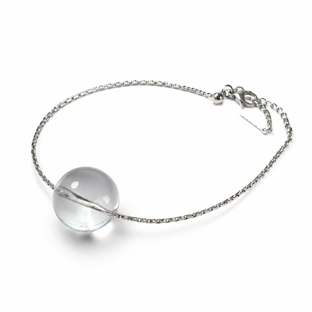 Clear Quartz Minimalist Bracelet | Transparent Crystal Chain Bracelet | Handmade Energy Jewelry for Clarity & Focus(SJG012)