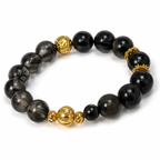 Herkimer Diamond & Black Obsidian Bracelet | Energy Amplifier Crystal Bracelet | Protection & Focus Jewelry | Handmade Spiritual Bracelet(SJG005)