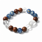 Kyanite, Clear Quartz & Oak Wood Bracelet | Creativity & Stress Relief Crystal Bracelet | Handmade Natural Gemstone Jewelry(SJG008)