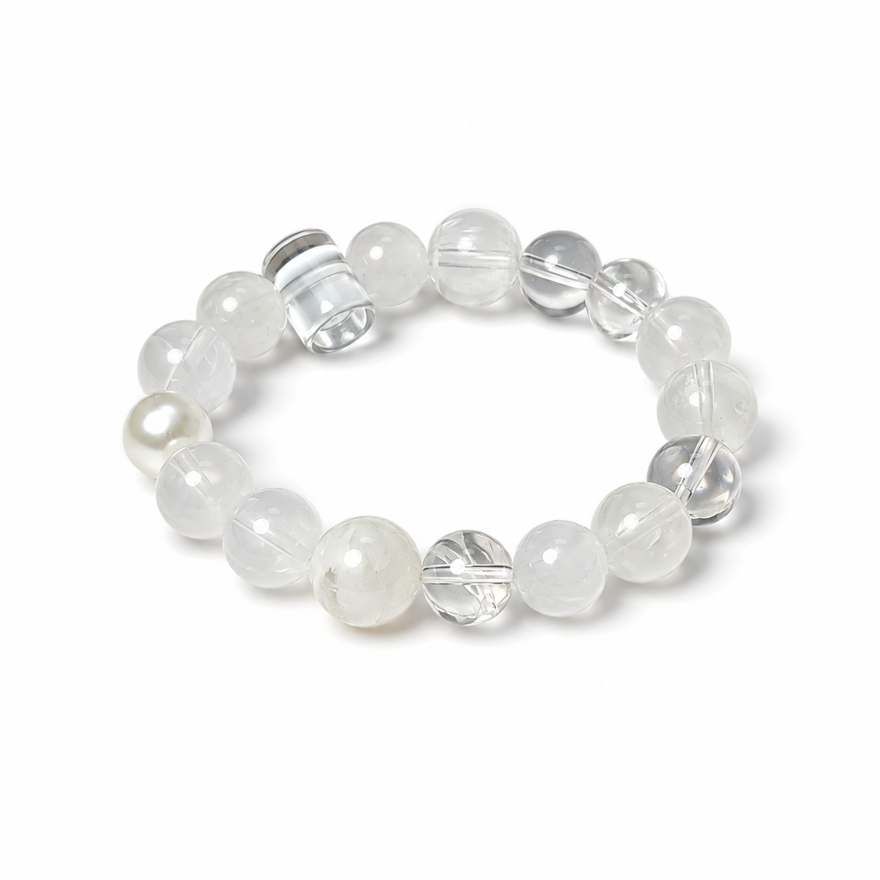Clear Quartz & White Phantom Crystal Bracelet | Purification & Clarity Gemstone Bracelet | Handmade Minimalist Energy Jewelry(SJG011)