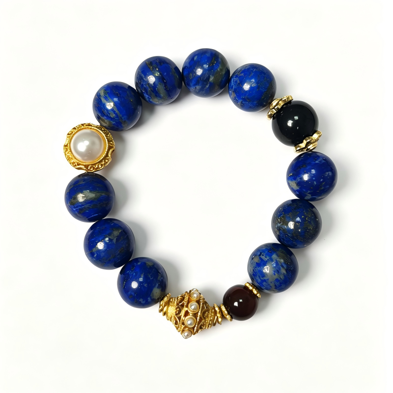 Lapis Lazuli, Black Obsidian & Red Tiger Eye Bracelet | Handmade Wisdom & Confidence Gemstone Bracelet | Luxury Crystal Jewelry(SJG014)