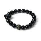 Black Obsidian & Green Phantom Quartz Bracelet | Protection and Prosperity Crystal Bracelet | Handmade Spiritual Gemstone Jewelry(SJG009)