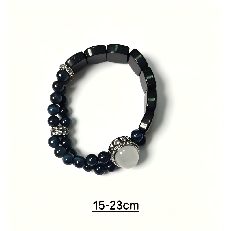 Obsidian, Blue Tiger Eye & White Phantom Bracelet | Handmade Protection & Strength Bracelet | Luxury Gemstone Jewelry(SJG013)