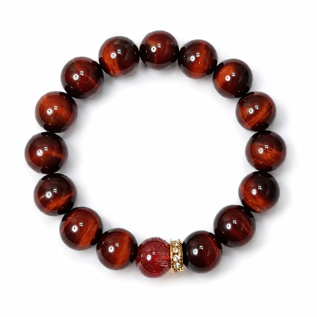 Red Tiger Eye Bracelet | Courage & Confidence Crystal Bracelet | Protection Jewelry for Motivation and Success | Handmade Gemstone Bracelet(SJG006)