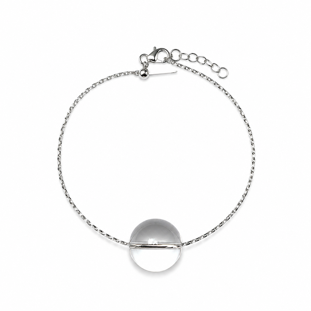 Clear Quartz Minimalist Bracelet | Transparent Crystal Chain Bracelet | Handmade Energy Jewelry for Clarity & Focus(SJG012)