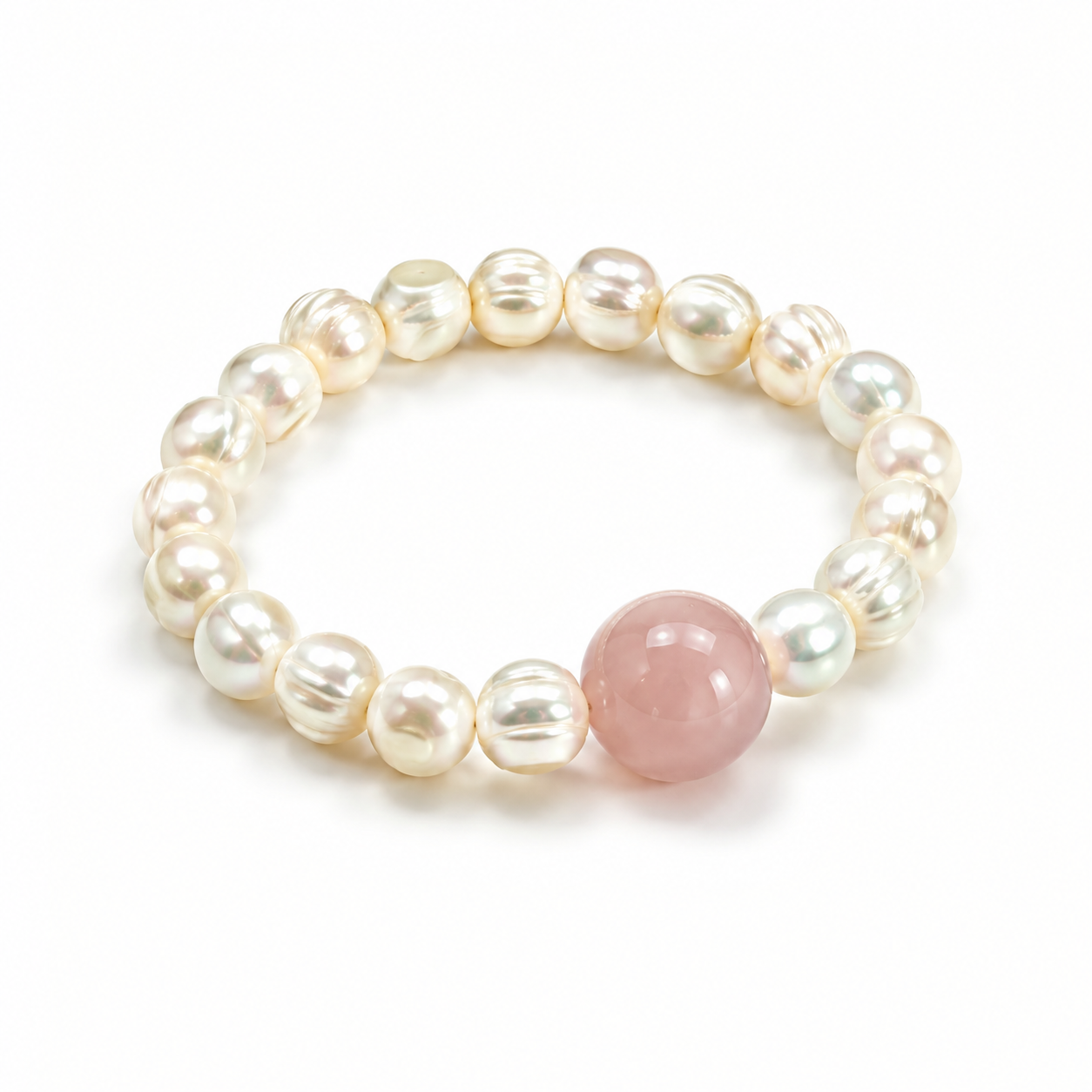 Rose Quartz & Freshwater Pearl Love Bracelet | Self Love Crystal Bracelet | Feminine Healing Jewelry | Handmade Pearl Bracelet(SJG004)