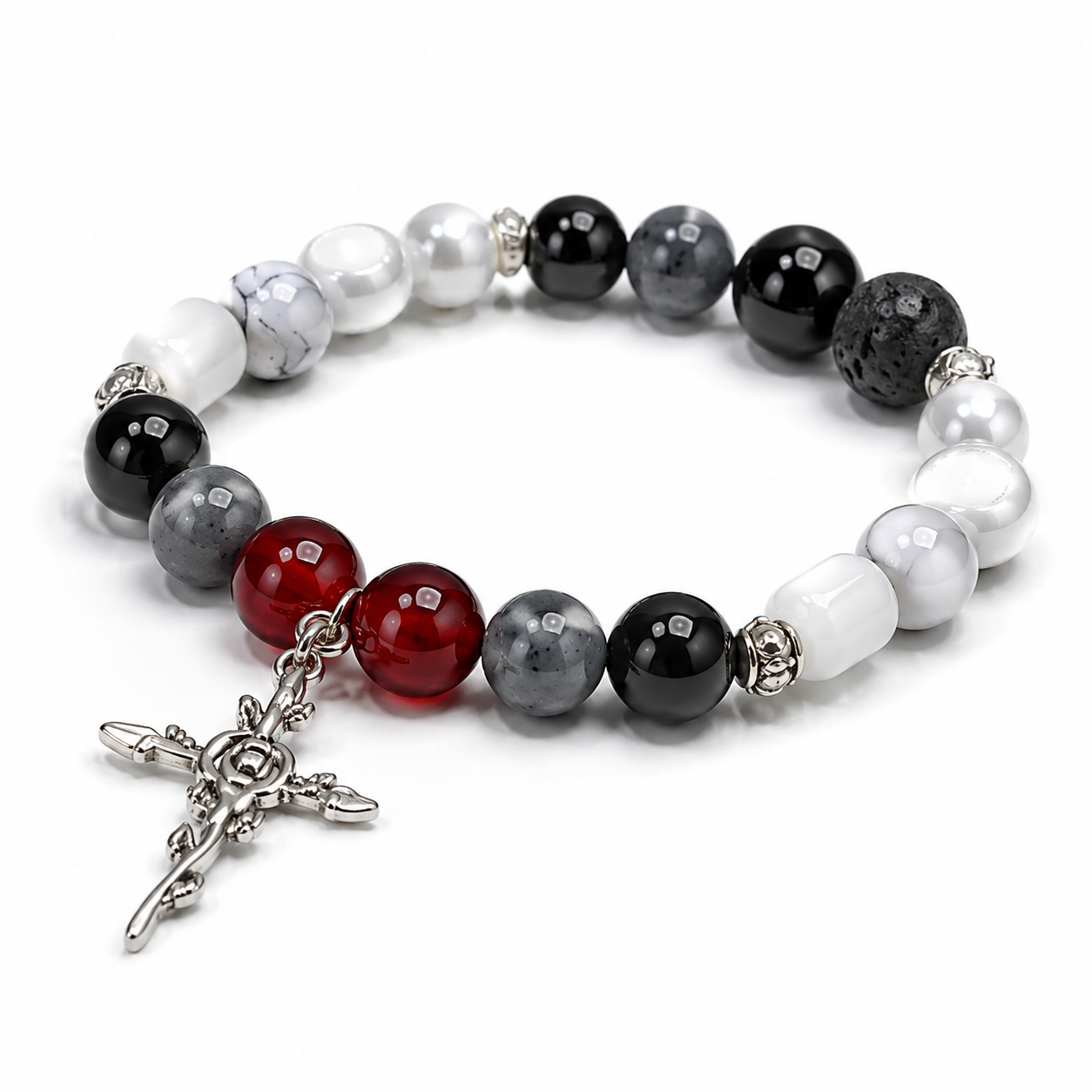 Loves Me Not Inspired Bracelet | t.A.T.u. Inspired Jewelry | Gothic Romance Bracelet | Handmade Black White Red Beaded Bracelet(BYY012)