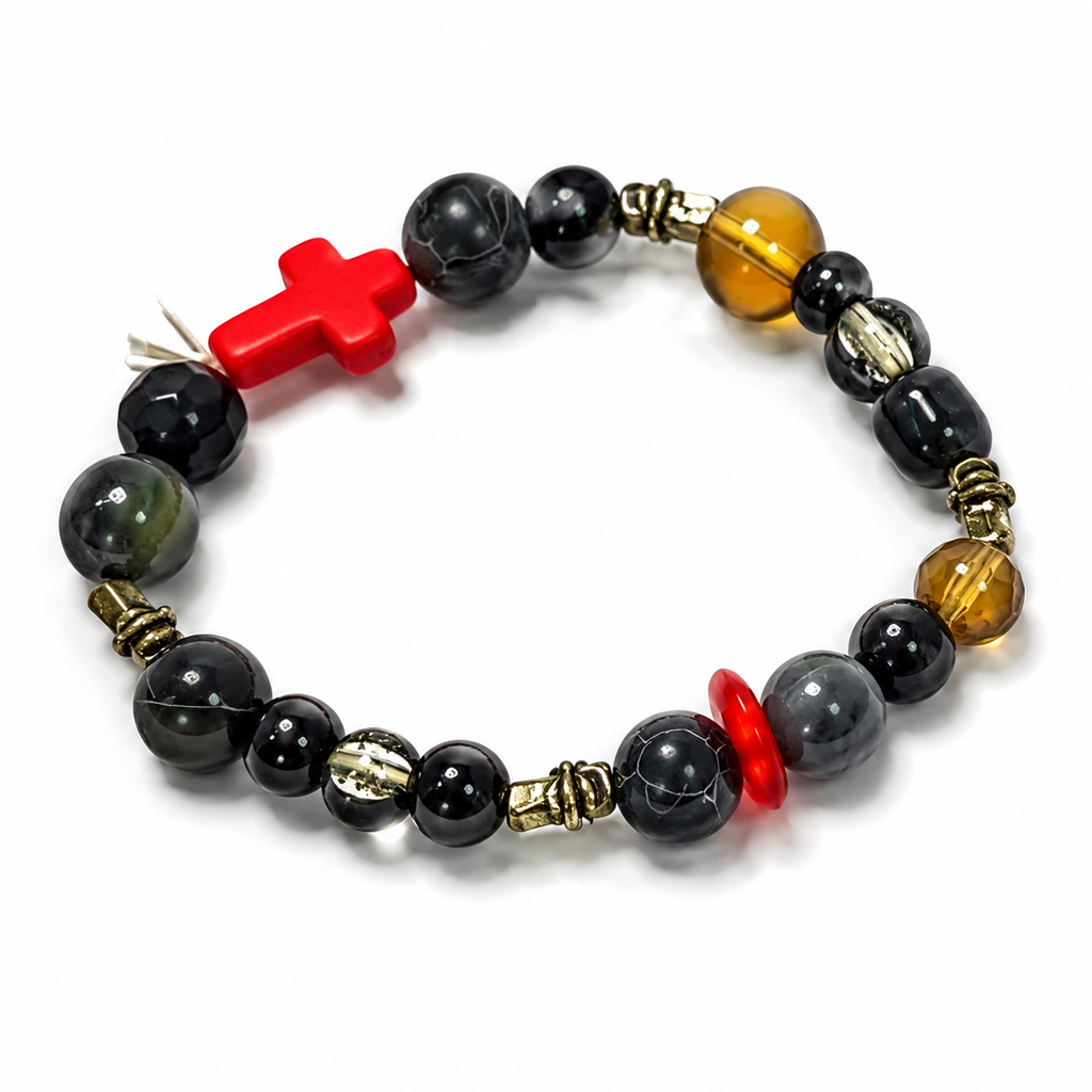 Die For You Inspired Bracelet | The Weeknd Inspired Jewelry | Dark Romance Bracelet | Handmade Gothic Red Cross Beaded Bracelet(BYY013)