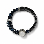 Obsidian, Blue Tiger Eye & White Phantom Bracelet | Handmade Protection & Strength Bracelet | Luxury Gemstone Jewelry(SJG013)