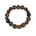 Smoky Quartz, Sandalwood & Artisan Glass Bracelet | Grounding Energy Bracelet | Handmade Natural Gemstone Jewelry(SJG010)