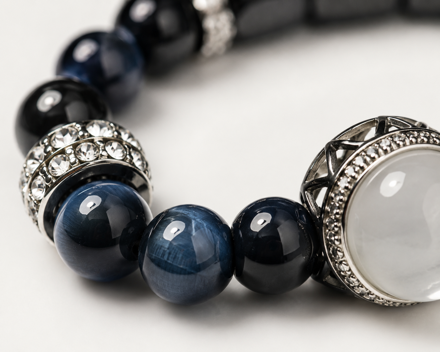 Obsidian, Blue Tiger Eye & White Phantom Bracelet | Handmade Protection & Strength Bracelet | Luxury Gemstone Jewelry(SJG013)
