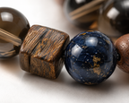 Smoky Quartz, Sandalwood & Artisan Glass Bracelet | Grounding Energy Bracelet | Handmade Natural Gemstone Jewelry(SJG010)