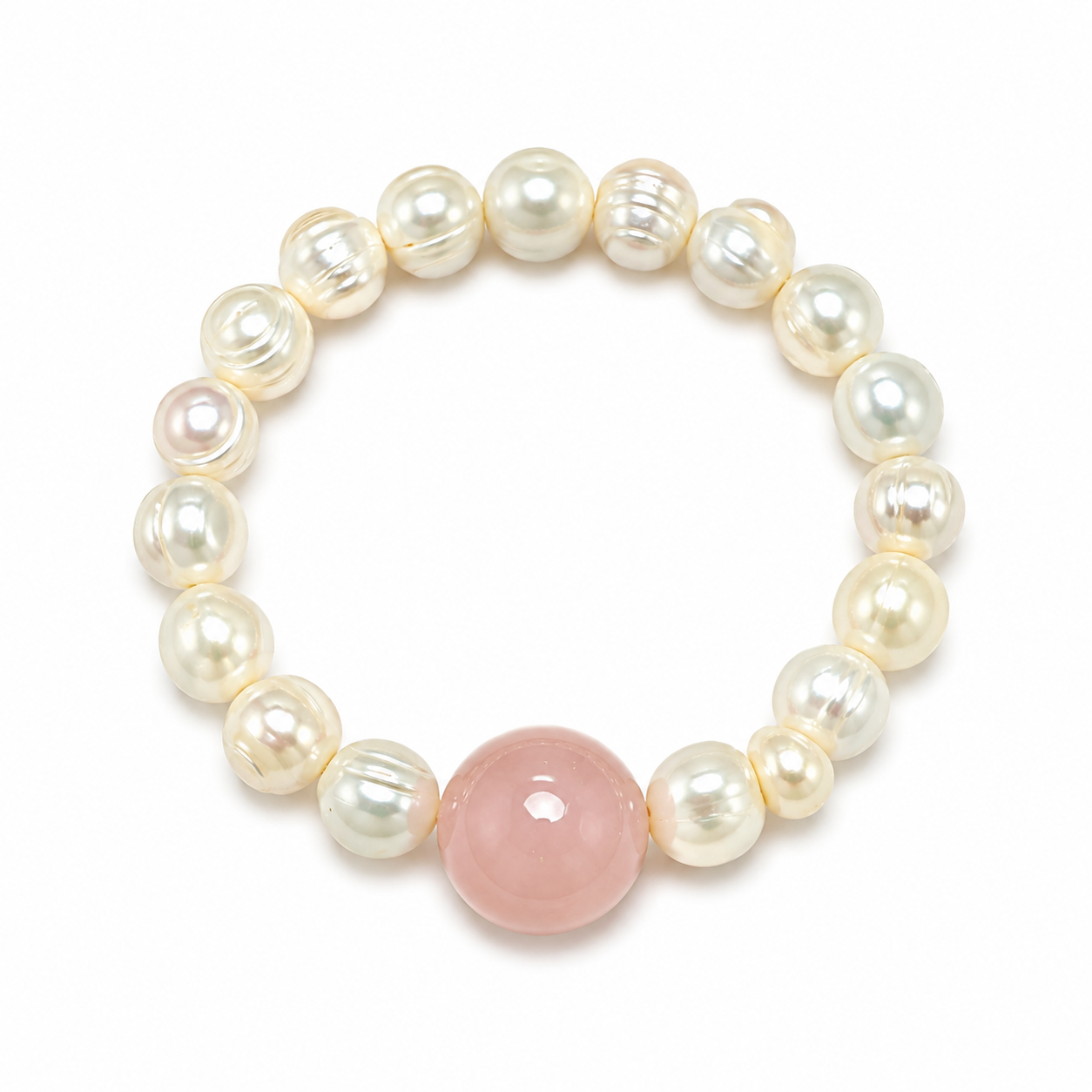 Rose Quartz & Freshwater Pearl Love Bracelet | Self Love Crystal Bracelet | Feminine Healing Jewelry | Handmade Pearl Bracelet(SJG004)