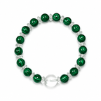 Malachite & Clear Quartz Harmony Bracelet | Green Crystal Energy Bracelet | Family Blessing Protection Bracelet | Handmade Gemstone Jewelry(SJG001)