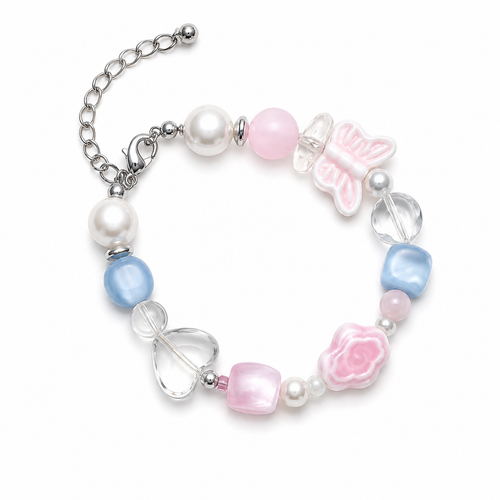 Heart & Pearl Story Bracelet - Handmade Crystal Bracelet | XIDU DIY - Detail View