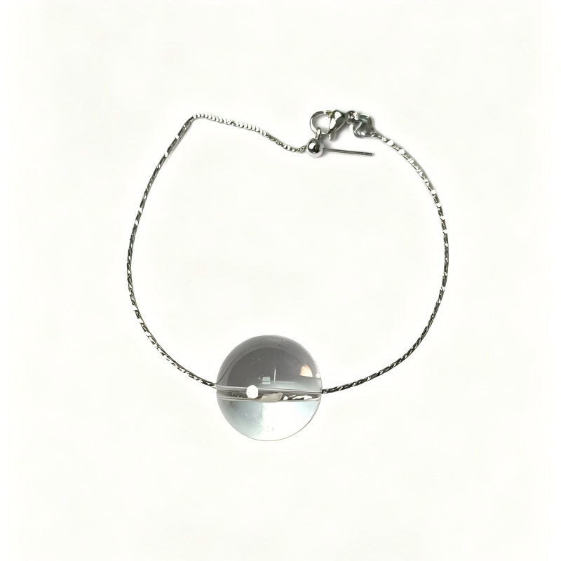 Clear Quartz Minimalist Bracelet | Transparent Crystal Chain Bracelet | Handmade Energy Jewelry for Clarity & Focus(SJG012)