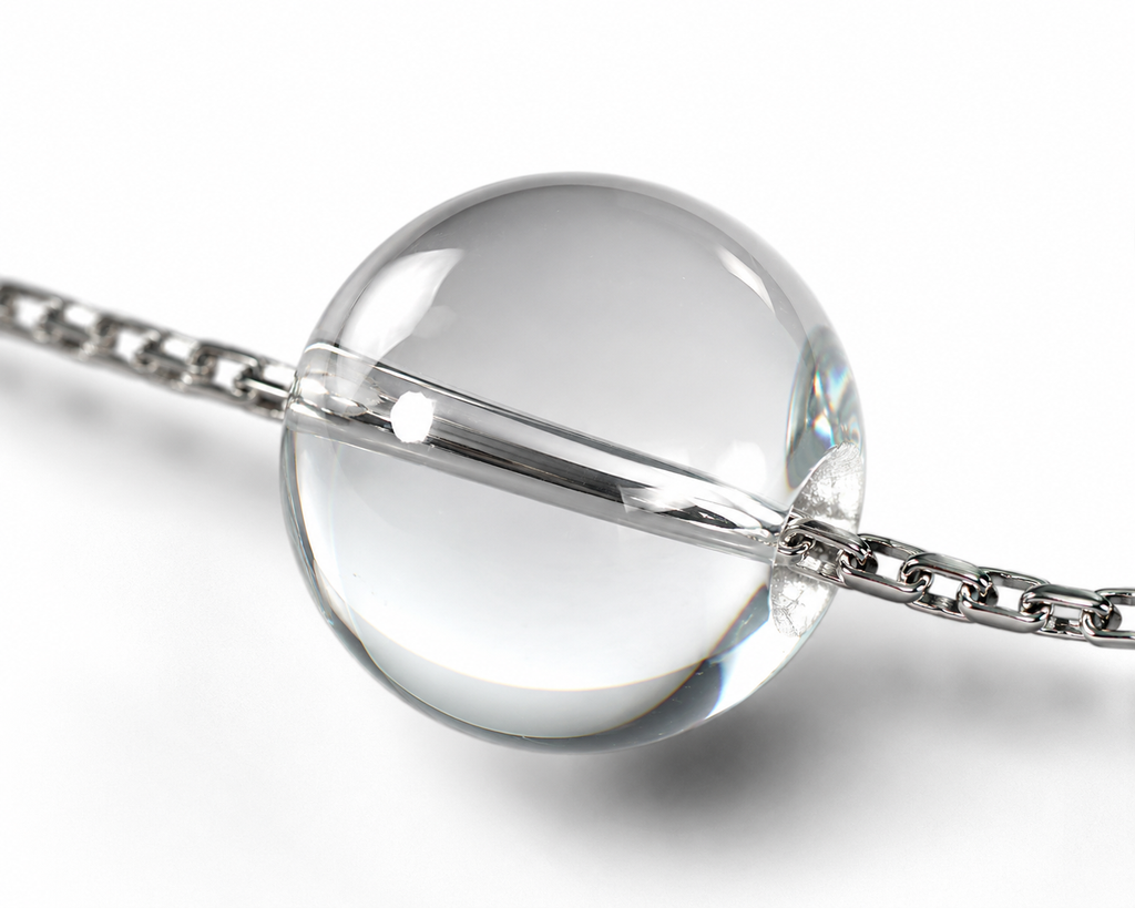 Clear Quartz Minimalist Bracelet | Transparent Crystal Chain Bracelet | Handmade Energy Jewelry for Clarity & Focus(SJG012)