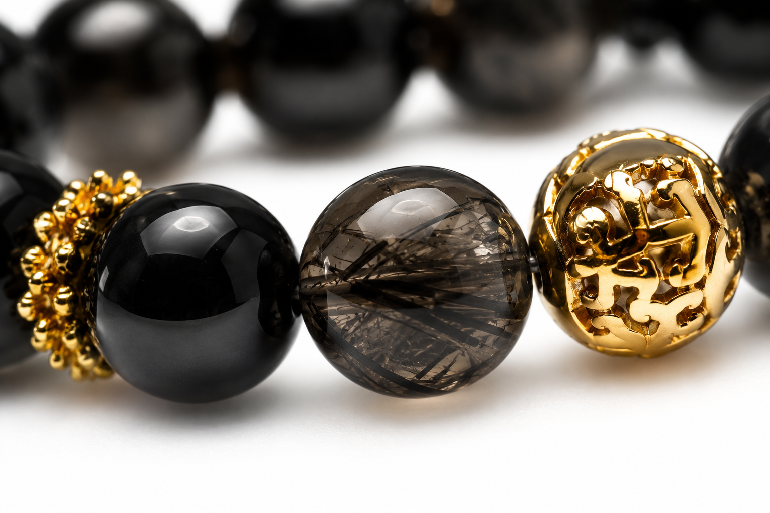 Herkimer Diamond & Black Obsidian Bracelet | Energy Amplifier Crystal Bracelet | Protection & Focus Jewelry | Handmade Spiritual Bracelet(SJG005)