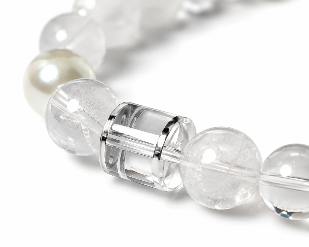 Clear Quartz & White Phantom Crystal Bracelet | Purification & Clarity Gemstone Bracelet | Handmade Minimalist Energy Jewelry(SJG011)