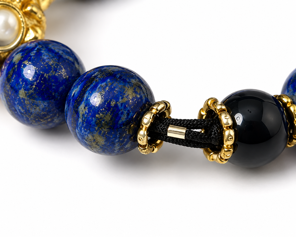 Lapis Lazuli, Black Obsidian & Red Tiger Eye Bracelet | Handmade Wisdom & Confidence Gemstone Bracelet | Luxury Crystal Jewelry(SJG014)