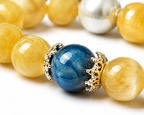 Yellow Calcite & Aquamarine Prosperity Bracelet | Wealth Attraction Crystal Bracelet | Communication & Confidence Energy Bracelet | Handmade Gemstone Jewelry(SJG002)