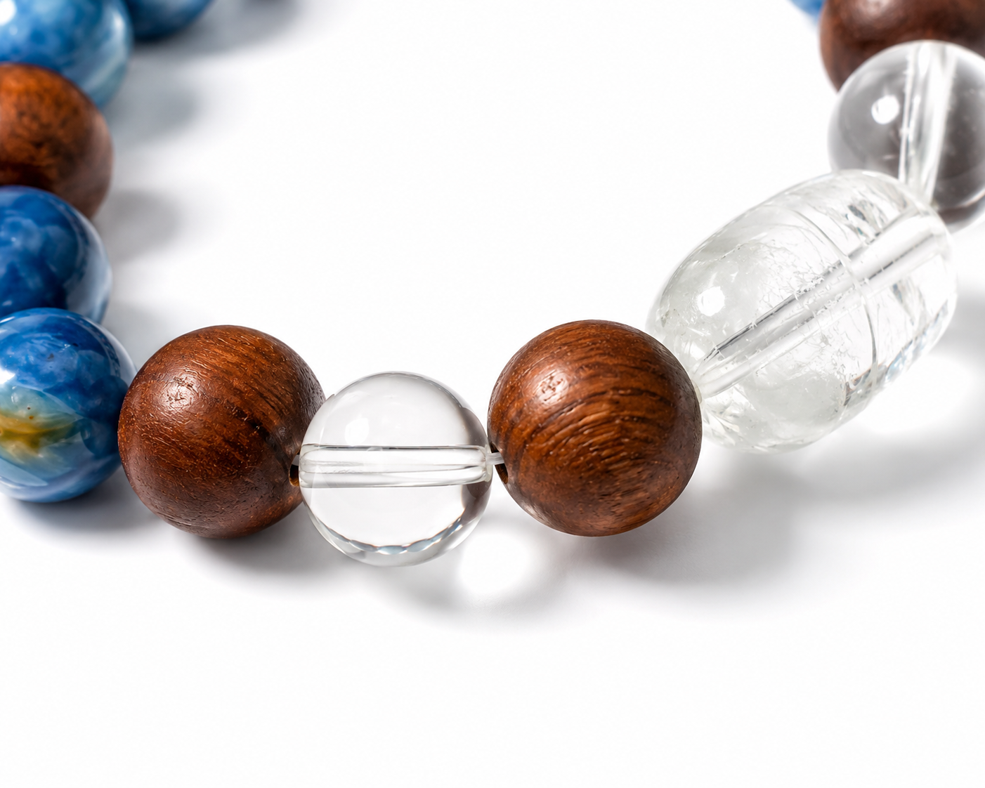 Kyanite, Clear Quartz & Oak Wood Bracelet | Creativity & Stress Relief Crystal Bracelet | Handmade Natural Gemstone Jewelry(SJG008)