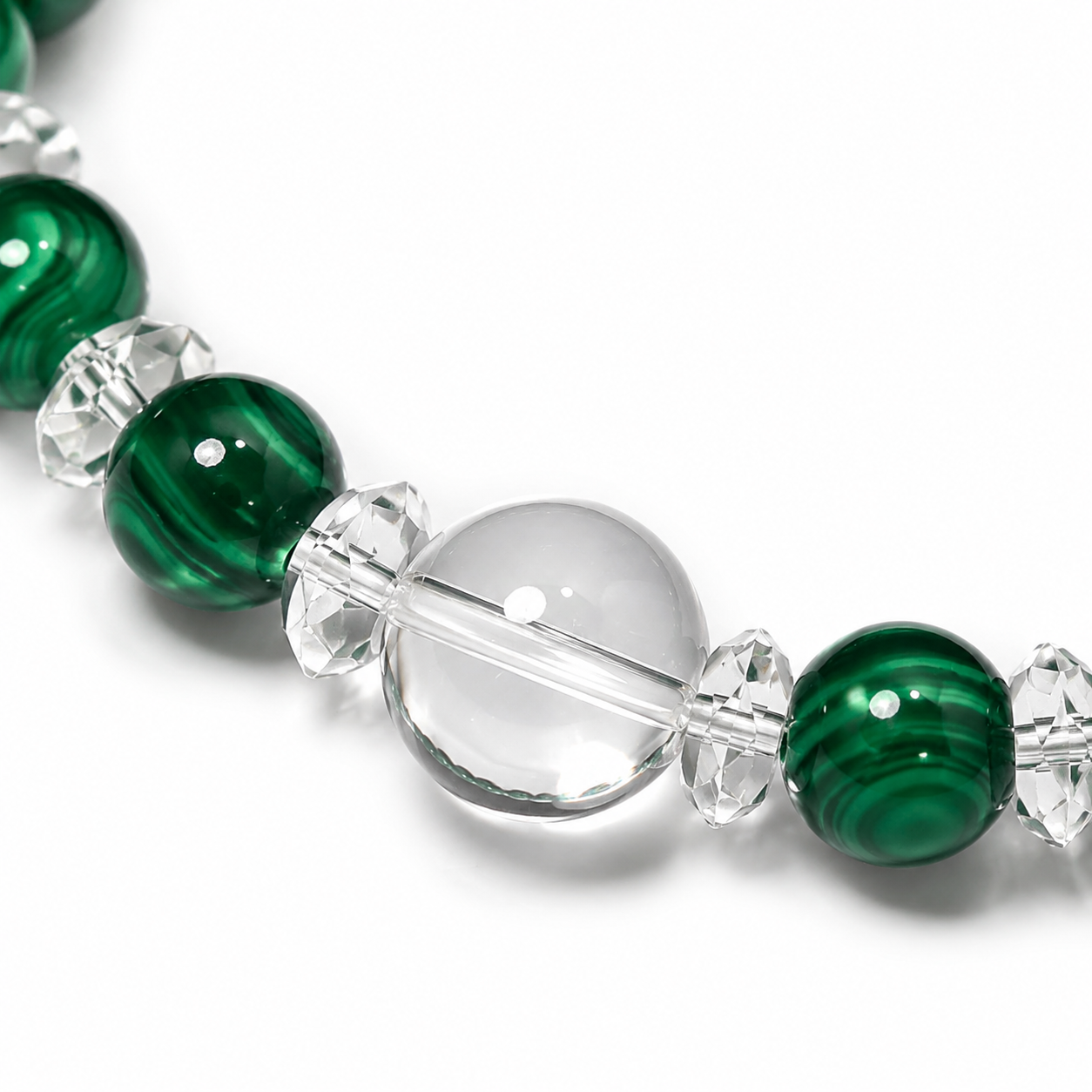 Malachite & Clear Quartz Harmony Bracelet | Green Crystal Energy Bracelet | Family Blessing Protection Bracelet | Handmade Gemstone Jewelry(SJG001)