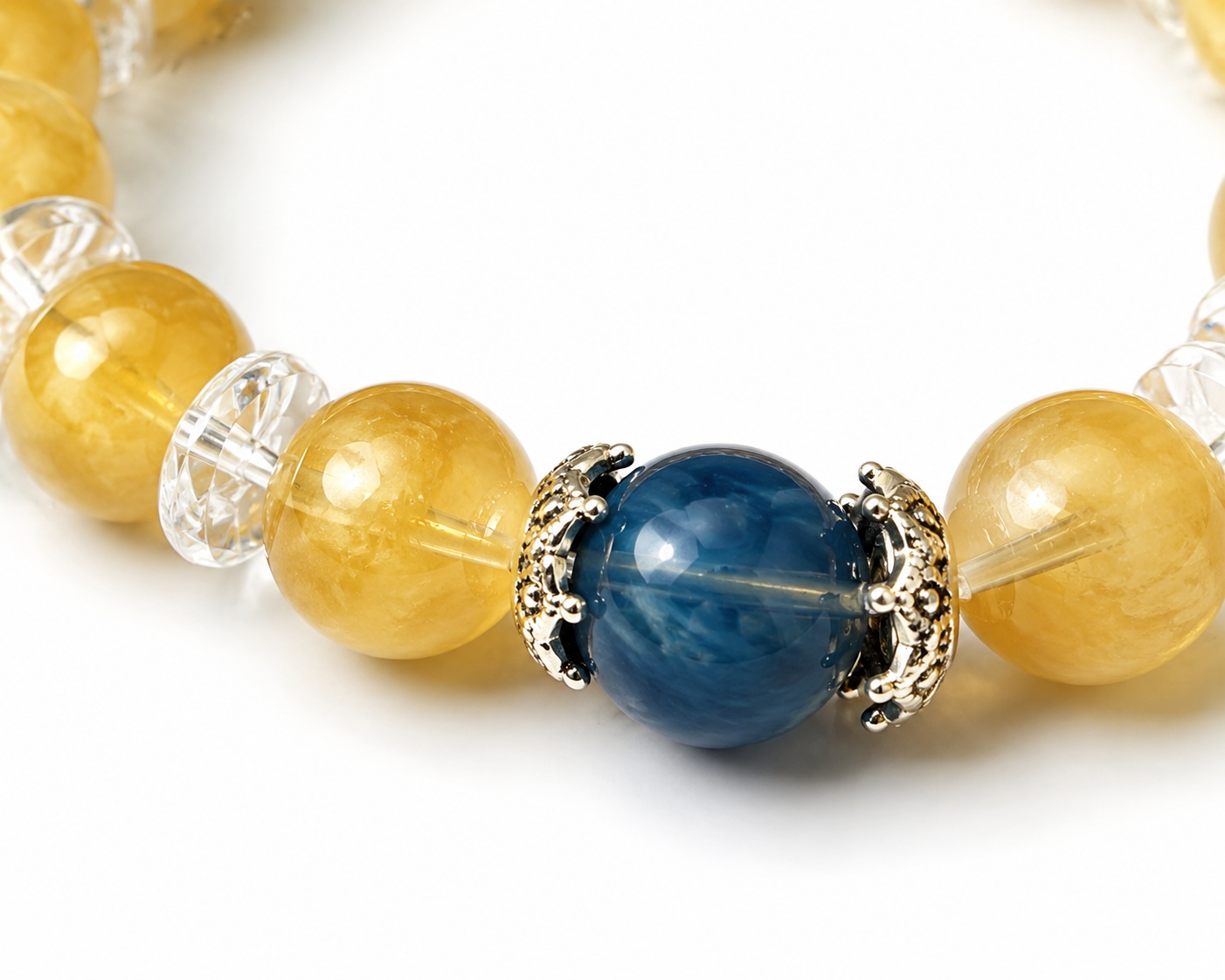 Yellow Calcite & Aquamarine Prosperity Bracelet | Wealth Attraction Crystal Bracelet | Communication & Confidence Energy Bracelet | Handmade Gemstone Jewelry(SJG002)