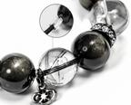 Black Rutilated Quartz & Silver Sheen Obsidian Protection Bracelet | Negative Energy Shield Bracelet | Strength & Decision Crystal Bracelet | Handmade Gemstone Jewelry(SJG003)