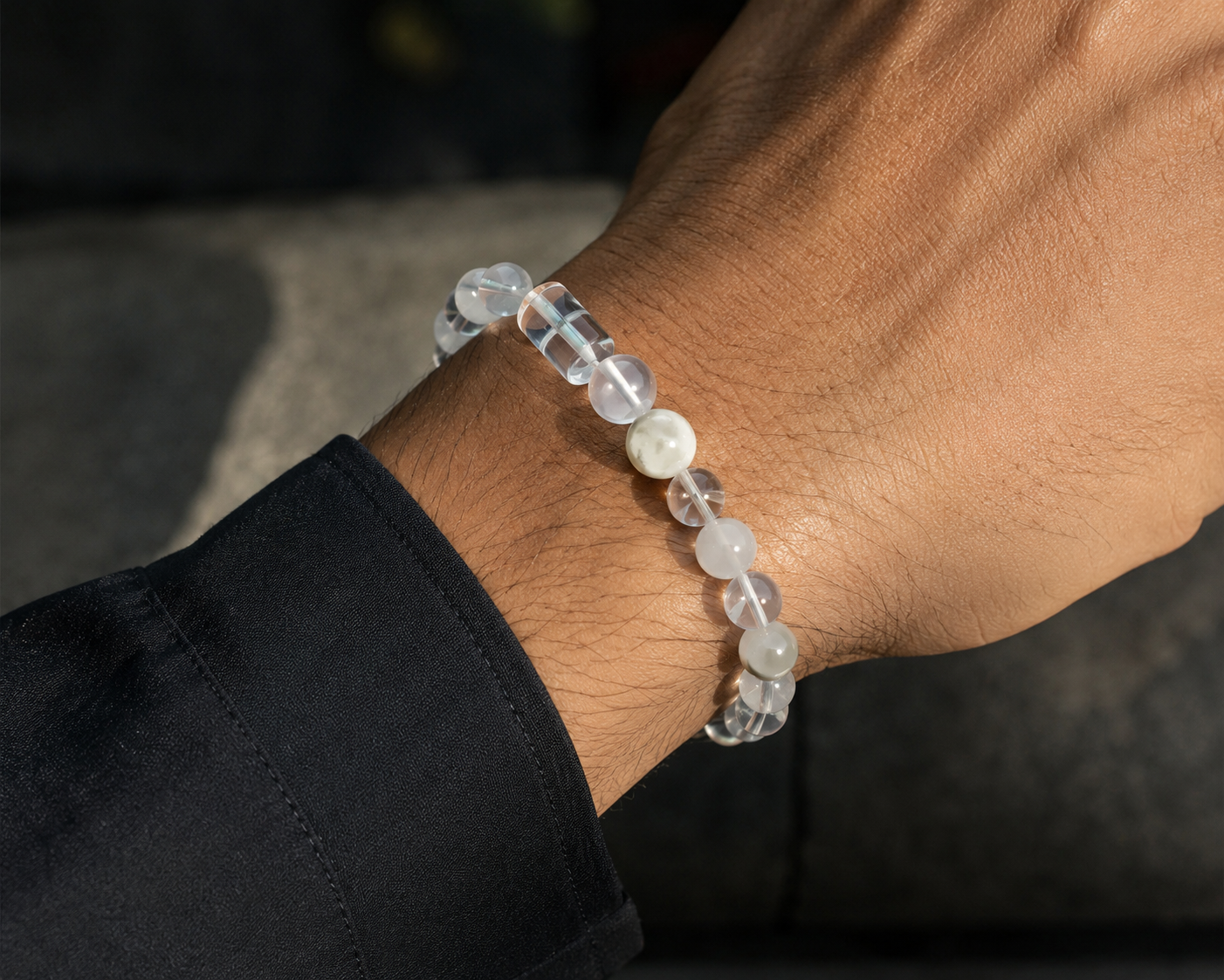 Clear Quartz & White Phantom Crystal Bracelet | Purification & Clarity Gemstone Bracelet | Handmade Minimalist Energy Jewelry(SJG011)