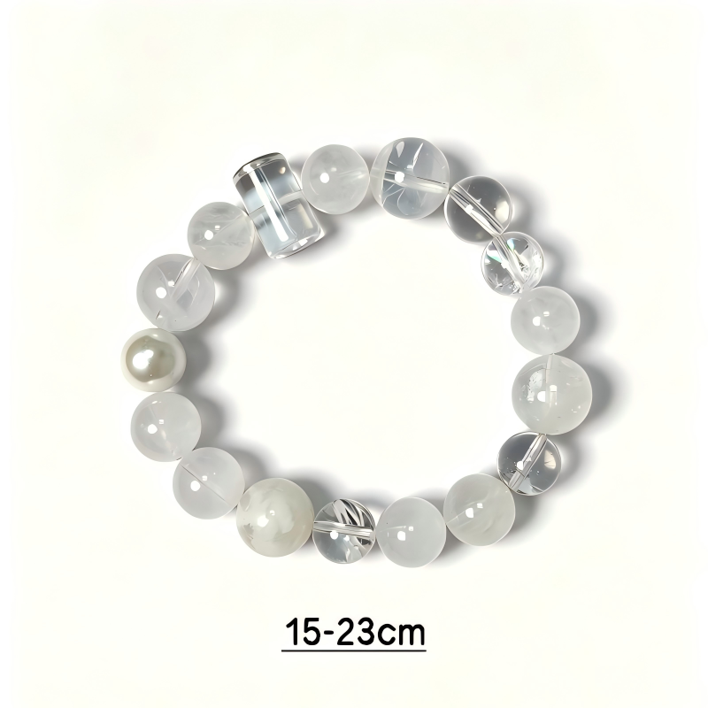 Clear Quartz & White Phantom Crystal Bracelet | Purification & Clarity Gemstone Bracelet | Handmade Minimalist Energy Jewelry(SJG011)
