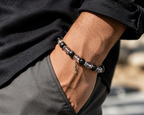 Black Rutilated Quartz & Silver Sheen Obsidian Protection Bracelet | Negative Energy Shield Bracelet | Strength & Decision Crystal Bracelet | Handmade Gemstone Jewelry(SJG003)