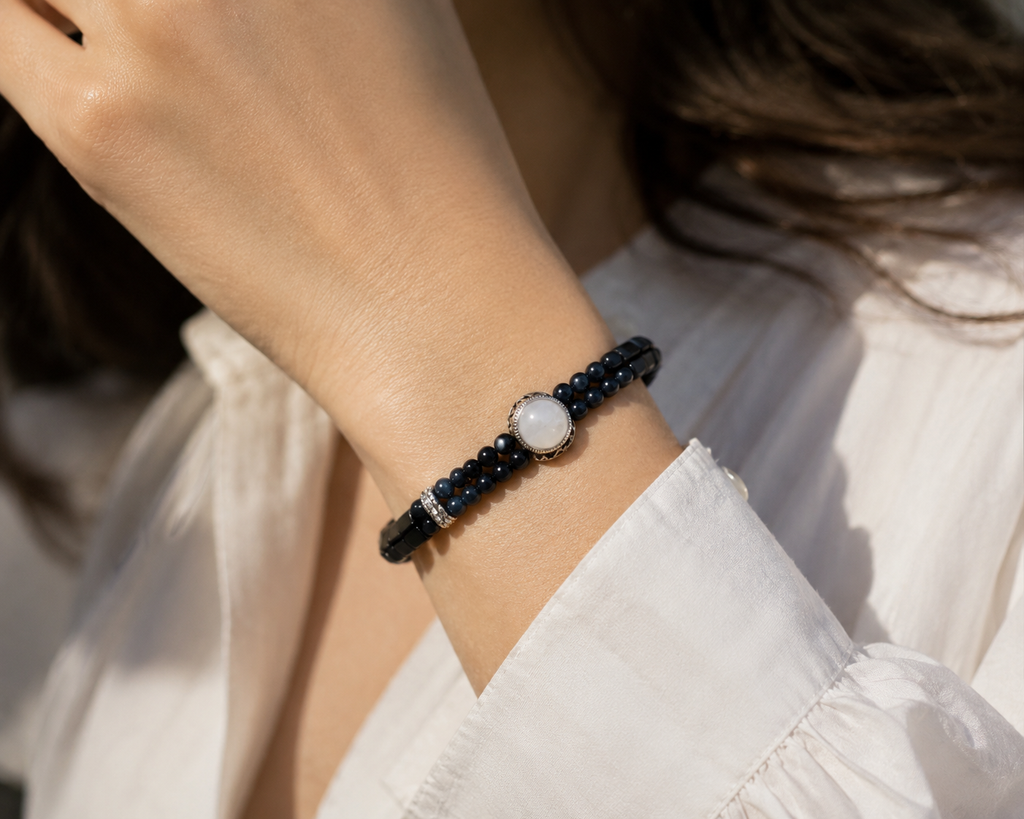 Obsidian, Blue Tiger Eye & White Phantom Bracelet | Handmade Protection & Strength Bracelet | Luxury Gemstone Jewelry(SJG013)