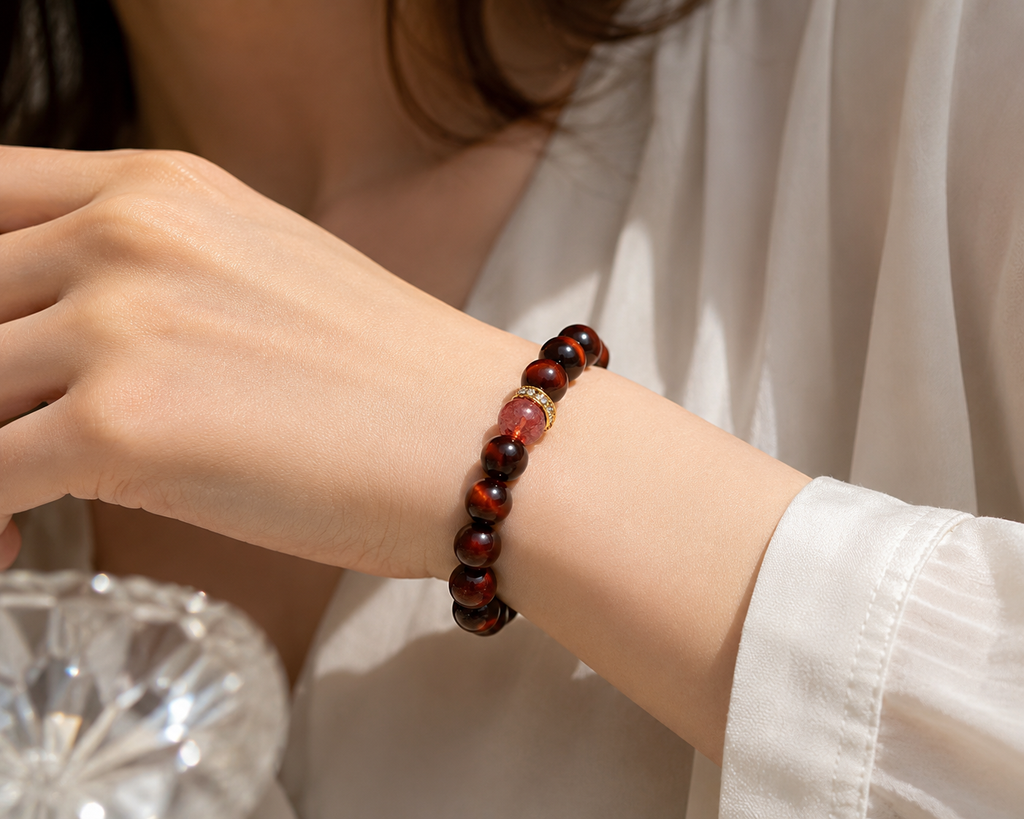 Red Tiger Eye Bracelet | Courage & Confidence Crystal Bracelet | Protection Jewelry for Motivation and Success | Handmade Gemstone Bracelet(SJG006)