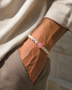 Rose Quartz & Freshwater Pearl Love Bracelet | Self Love Crystal Bracelet | Feminine Healing Jewelry | Handmade Pearl Bracelet(SJG004)