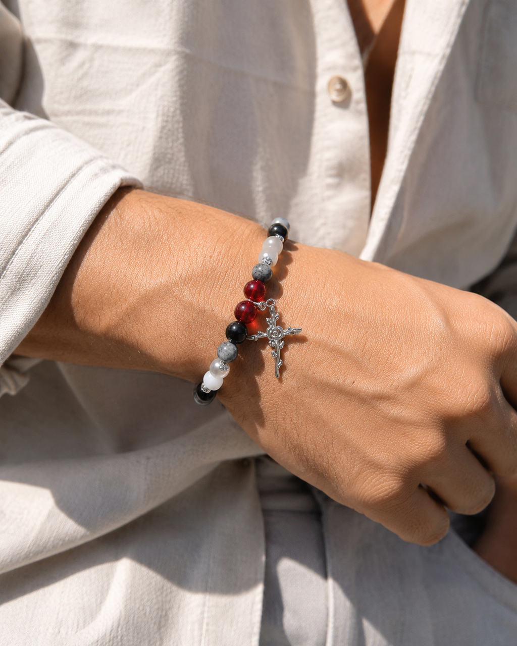 Loves Me Not Inspired Bracelet | t.A.T.u. Inspired Jewelry | Gothic Romance Bracelet | Handmade Black White Red Beaded Bracelet(BYY012)