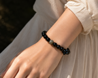 Black Obsidian & Green Phantom Quartz Bracelet | Protection and Prosperity Crystal Bracelet | Handmade Spiritual Gemstone Jewelry(SJG009)