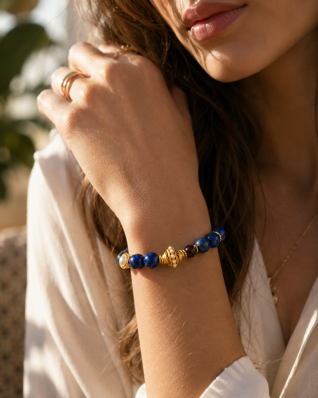 Lapis Lazuli, Black Obsidian & Red Tiger Eye Bracelet | Handmade Wisdom & Confidence Gemstone Bracelet | Luxury Crystal Jewelry(SJG014)