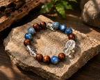 Kyanite, Clear Quartz & Oak Wood Bracelet | Creativity & Stress Relief Crystal Bracelet | Handmade Natural Gemstone Jewelry(SJG008)