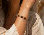 Wealth & Prosperity Crystal Bracelet | Green Phantom, Tiger Eye & Sandalwood Bracelet | Handmade Abundance Gemstone Jewelry(SJG015)