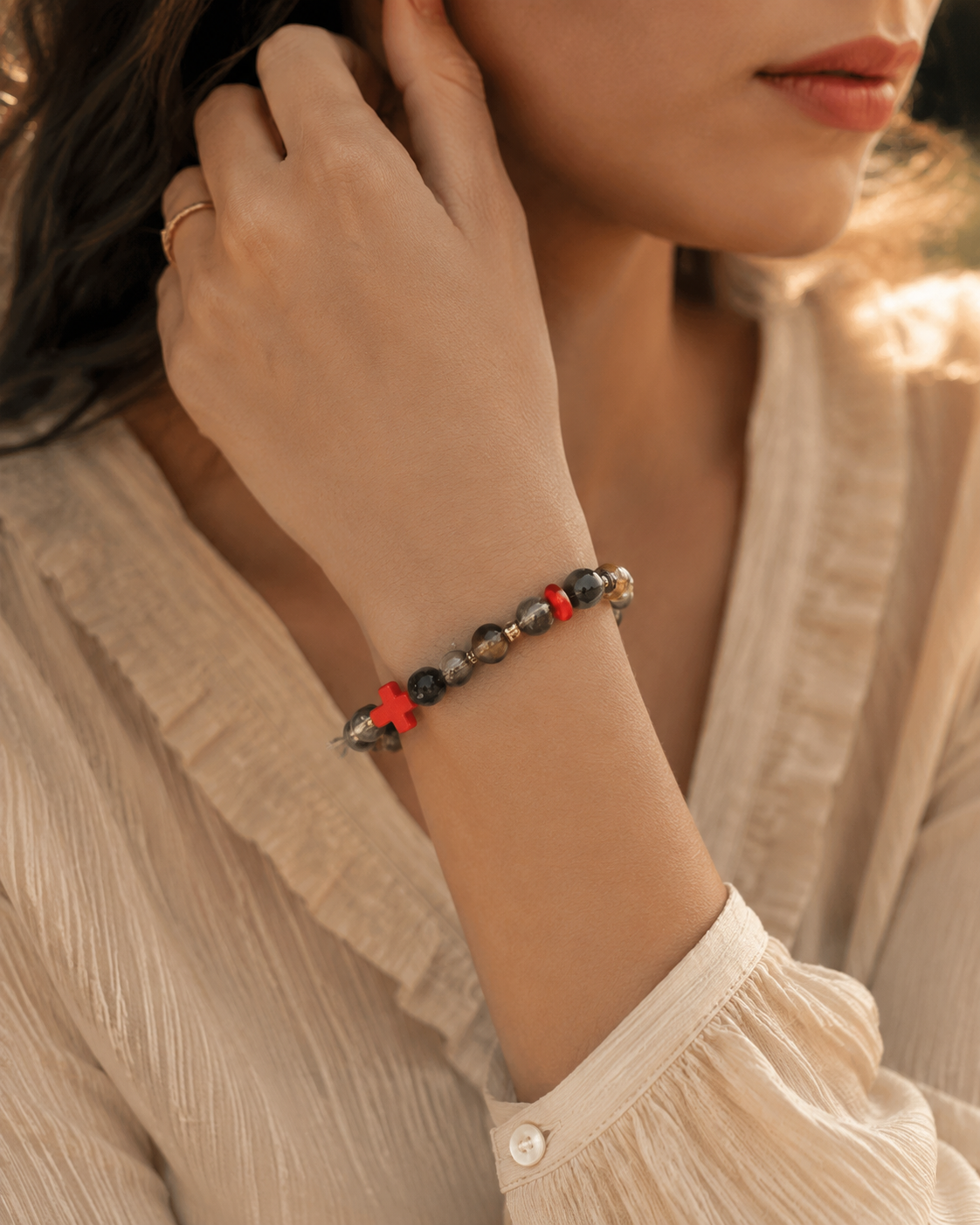 Die For You Inspired Bracelet | The Weeknd Inspired Jewelry | Dark Romance Bracelet | Handmade Gothic Red Cross Beaded Bracelet(BYY013)
