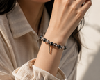 Black Rutilated Quartz & Silver Sheen Obsidian Protection Bracelet | Negative Energy Shield Bracelet | Strength & Decision Crystal Bracelet | Handmade Gemstone Jewelry(SJG003)