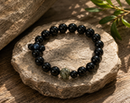 Black Obsidian & Green Phantom Quartz Bracelet | Protection and Prosperity Crystal Bracelet | Handmade Spiritual Gemstone Jewelry(SJG009)