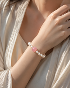 Rose Quartz & Freshwater Pearl Love Bracelet | Self Love Crystal Bracelet | Feminine Healing Jewelry | Handmade Pearl Bracelet(SJG004)