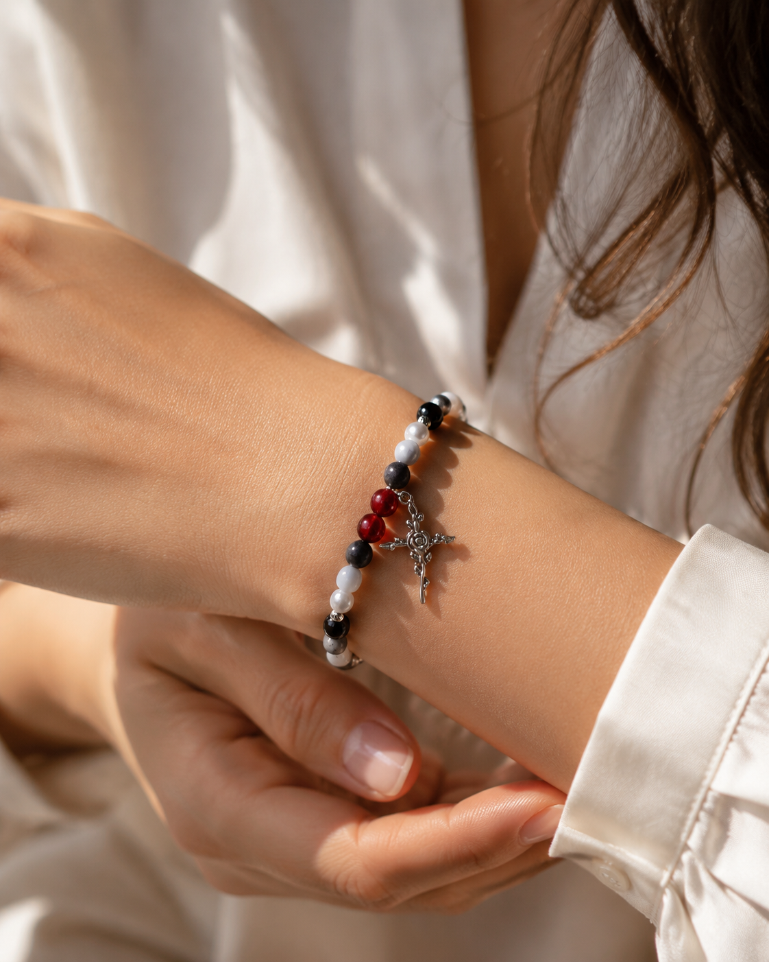 Loves Me Not Inspired Bracelet | t.A.T.u. Inspired Jewelry | Gothic Romance Bracelet | Handmade Black White Red Beaded Bracelet(BYY012)